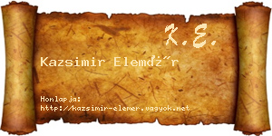 Kazsimir Elemér névjegykártya